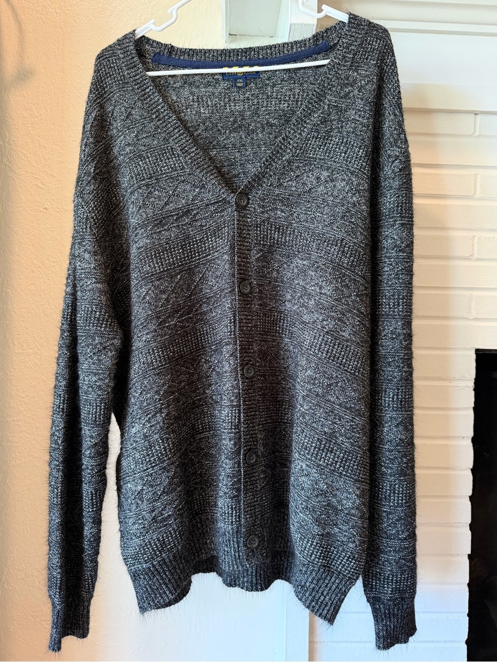 Club Room Men’s Marled Knit Button Front Cardigan Sweater Gray Black XXL